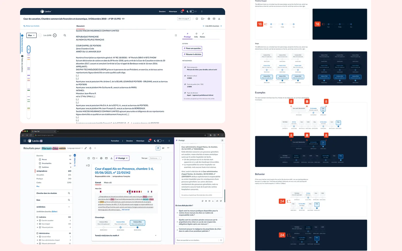 LexisNexis — outil de recherche juridique : consultation d’un arrêt, annotations et système de composants.