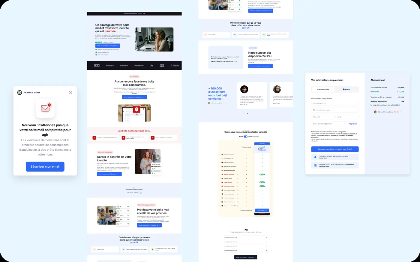 Campagnes e-mail et pages d’alerte anti-phishing, avec la bibliothèque de composants associée.